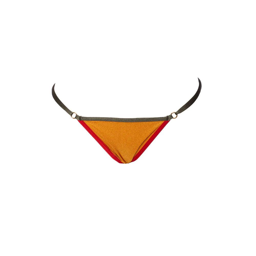 Bikini Sunset Tricolore brillante top triangolo e Slip Tanga - CONERO BEACHWEAR