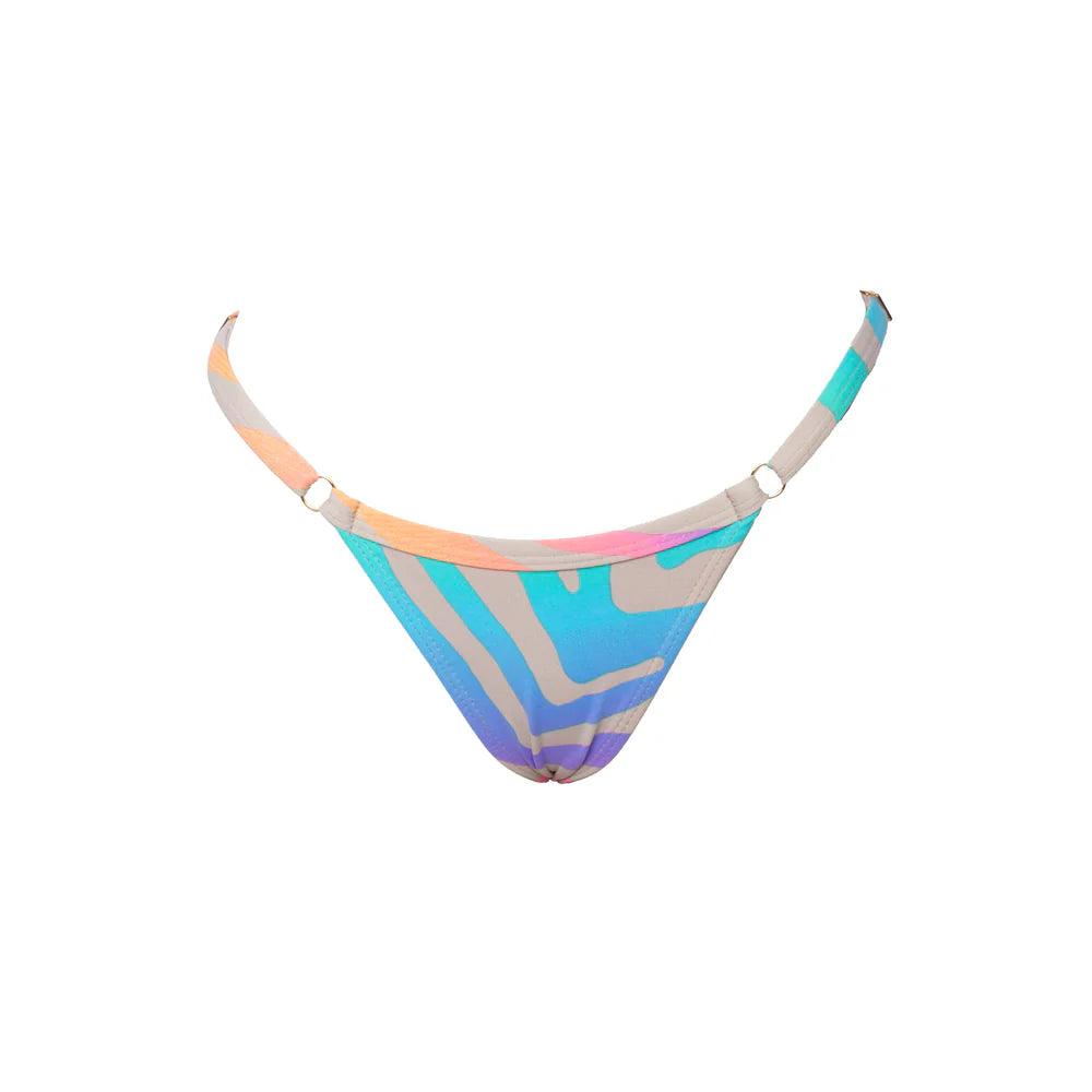 Set Bikini Zebra neon Top tendina e Slip Tanga con Regolazione - CONERO BEACHWEAR