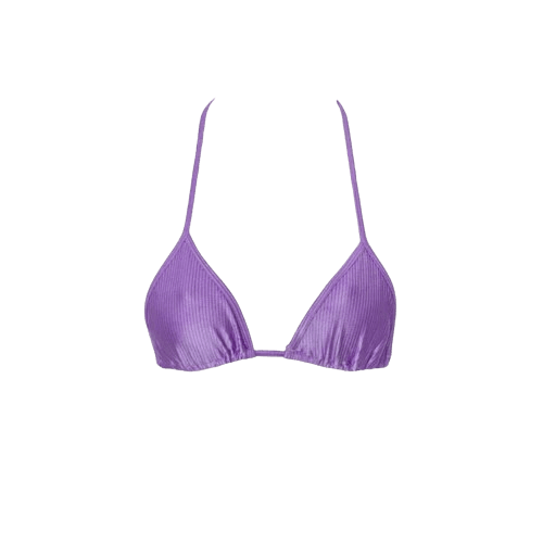 Set Bikini testurizzato Pastel Lilac: top triangolo slip brasiliana - CONERO BEACHWEAR