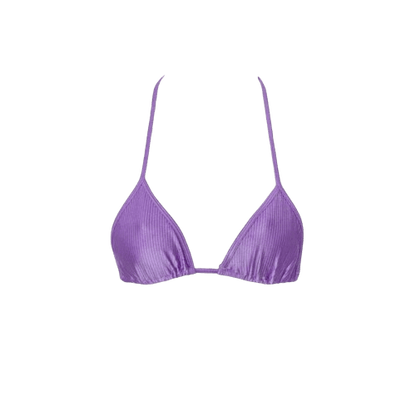 Set Bikini testurizzato Pastel Lilac: top triangolo slip brasiliana - CONERO BEACHWEAR