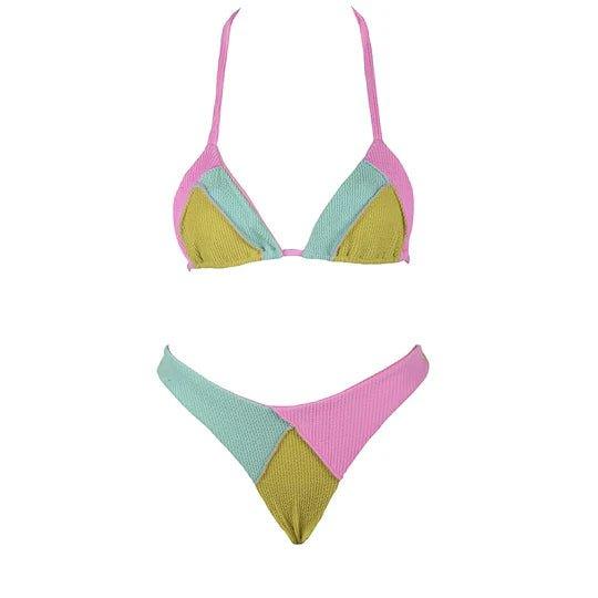 Set Bikini Top aTendina e Slip a brasiliana Spicy Mustard - CONERO BEACHWEAR